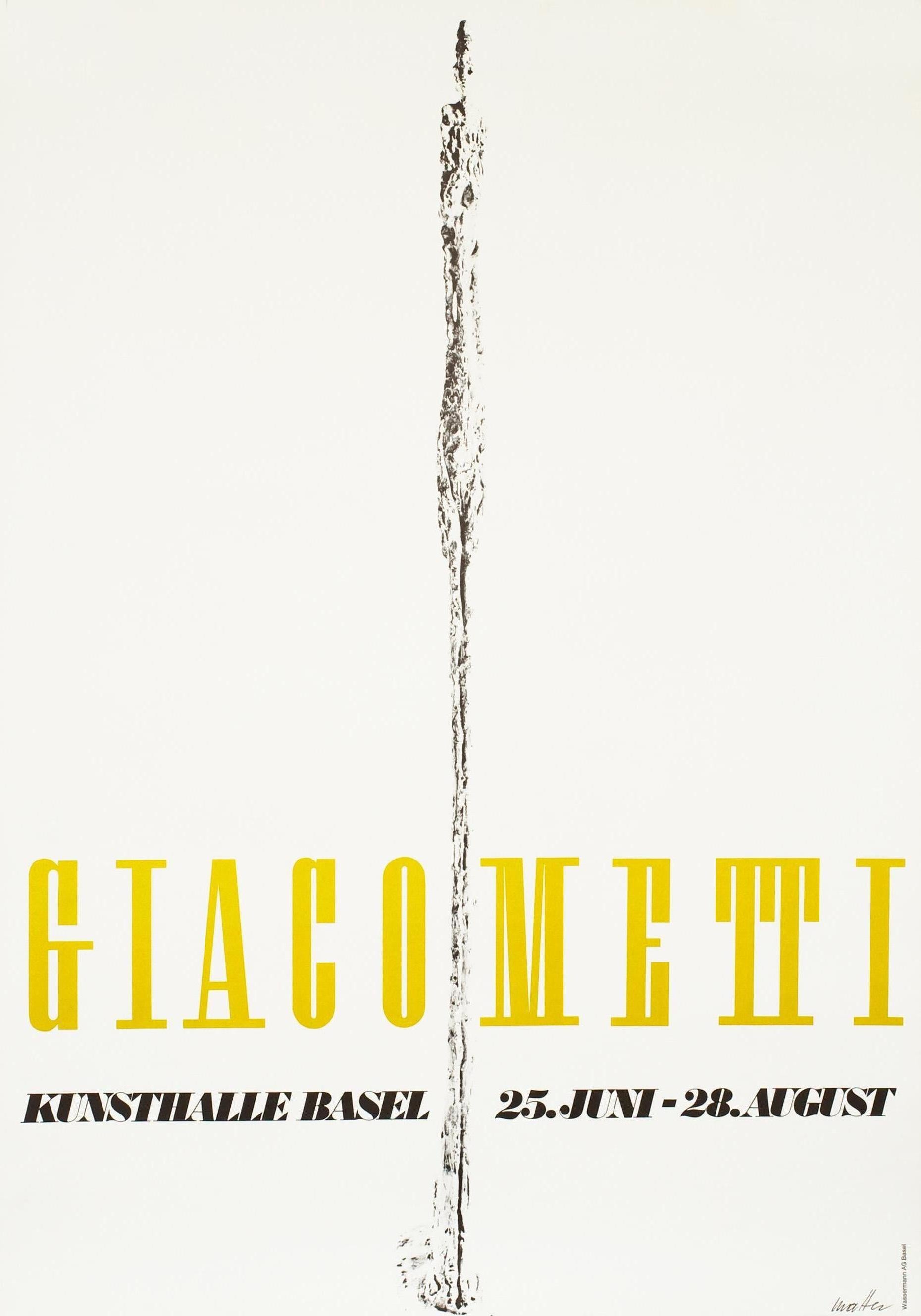"Giacometti - Kunsthalle Basel" Original Vintage Art Exhibition Poster - Print by Herbert Matter