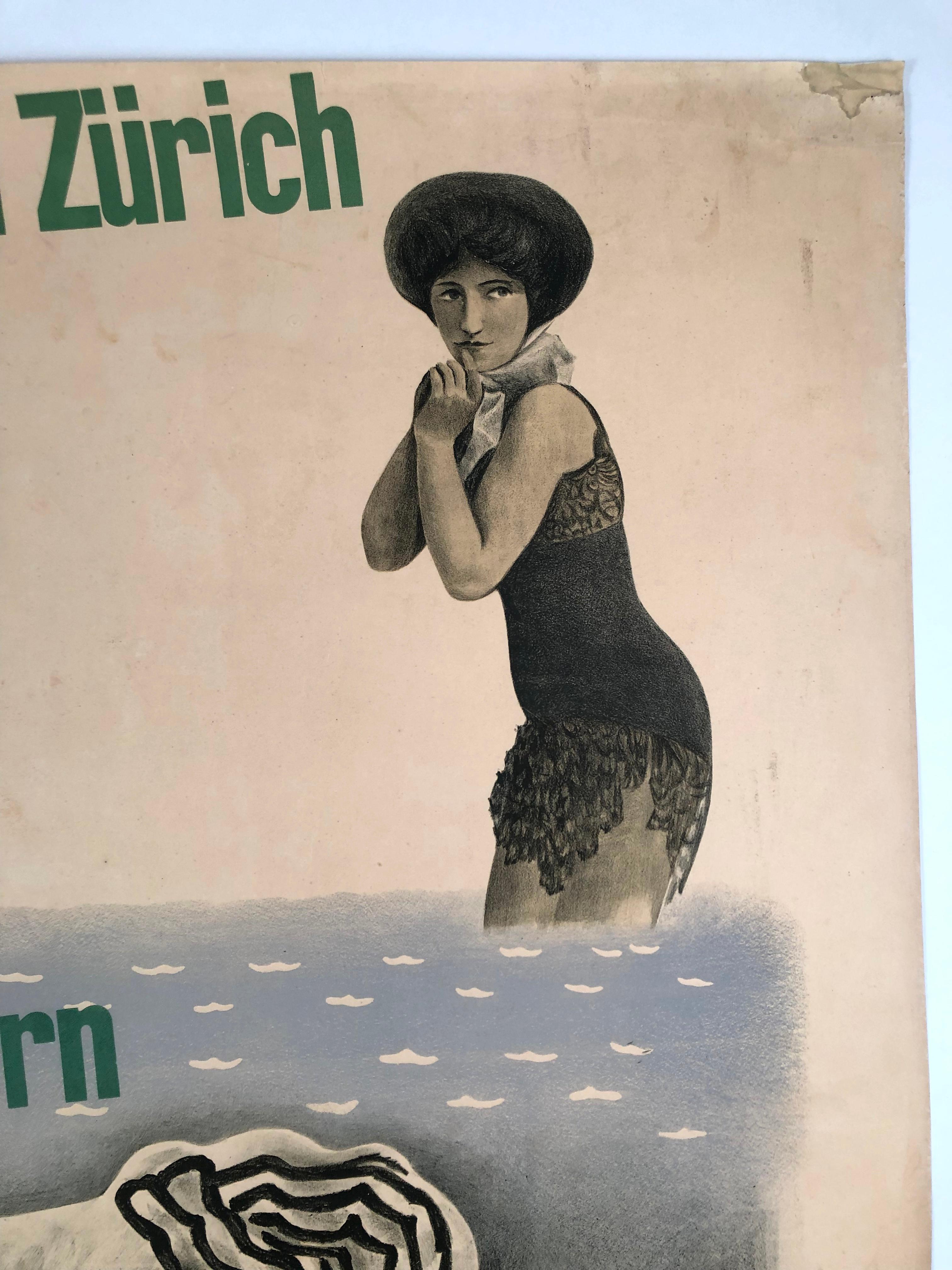Herbert Matter Swiss Exhibition Poster on the History of Bathing and Swimming For Sale 2