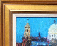 Abstraktes blaues Landschaftsgemälde „Night Reflections“ aus Venedig, Grand Canal-Szene