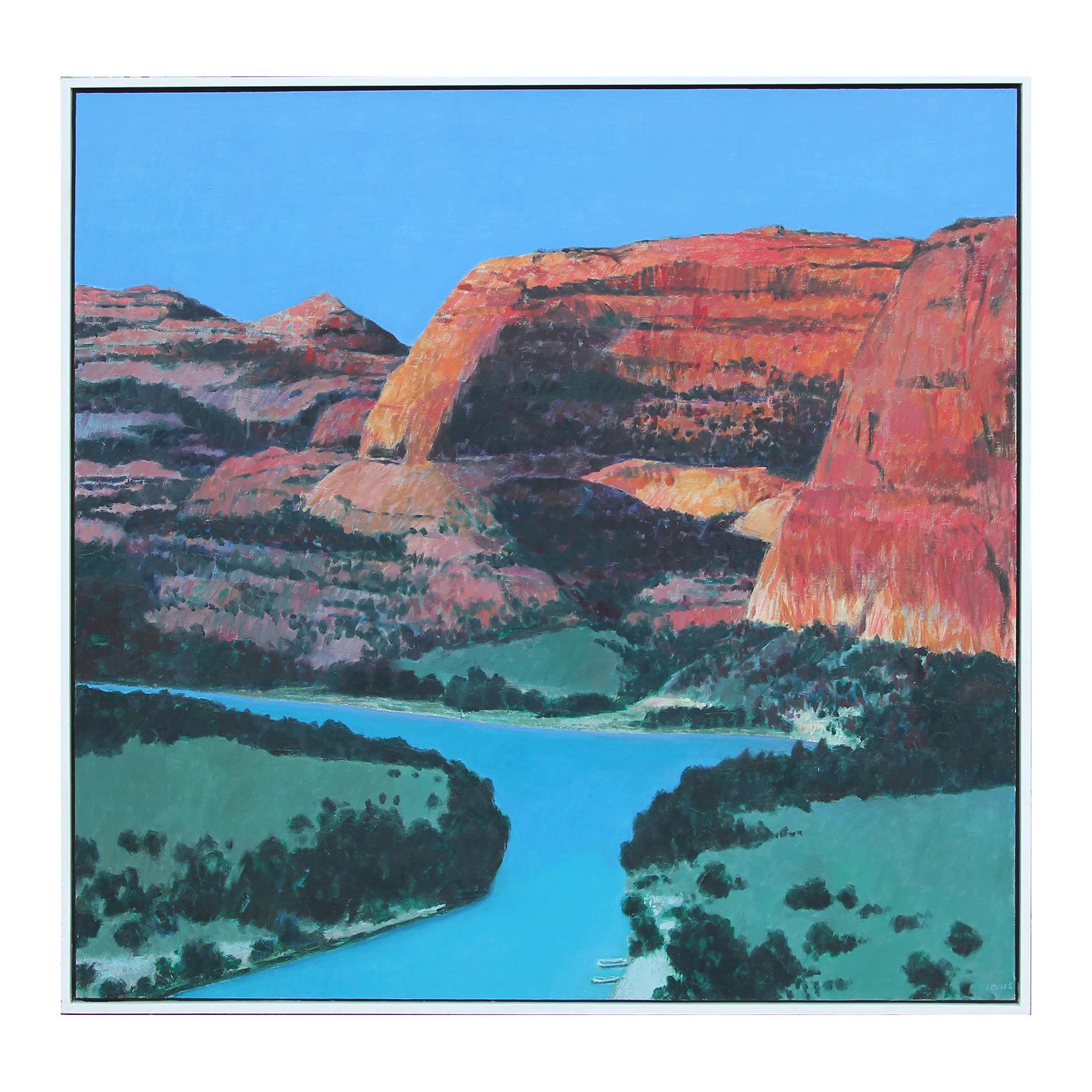 Herbert Mears Abstract Painting -  "Rio Grande" Colorful Abstract River Valley Nature Landscape Painting