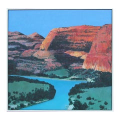"Rio Grande" Colorful Abstract River Valley Nature Landscape Painting