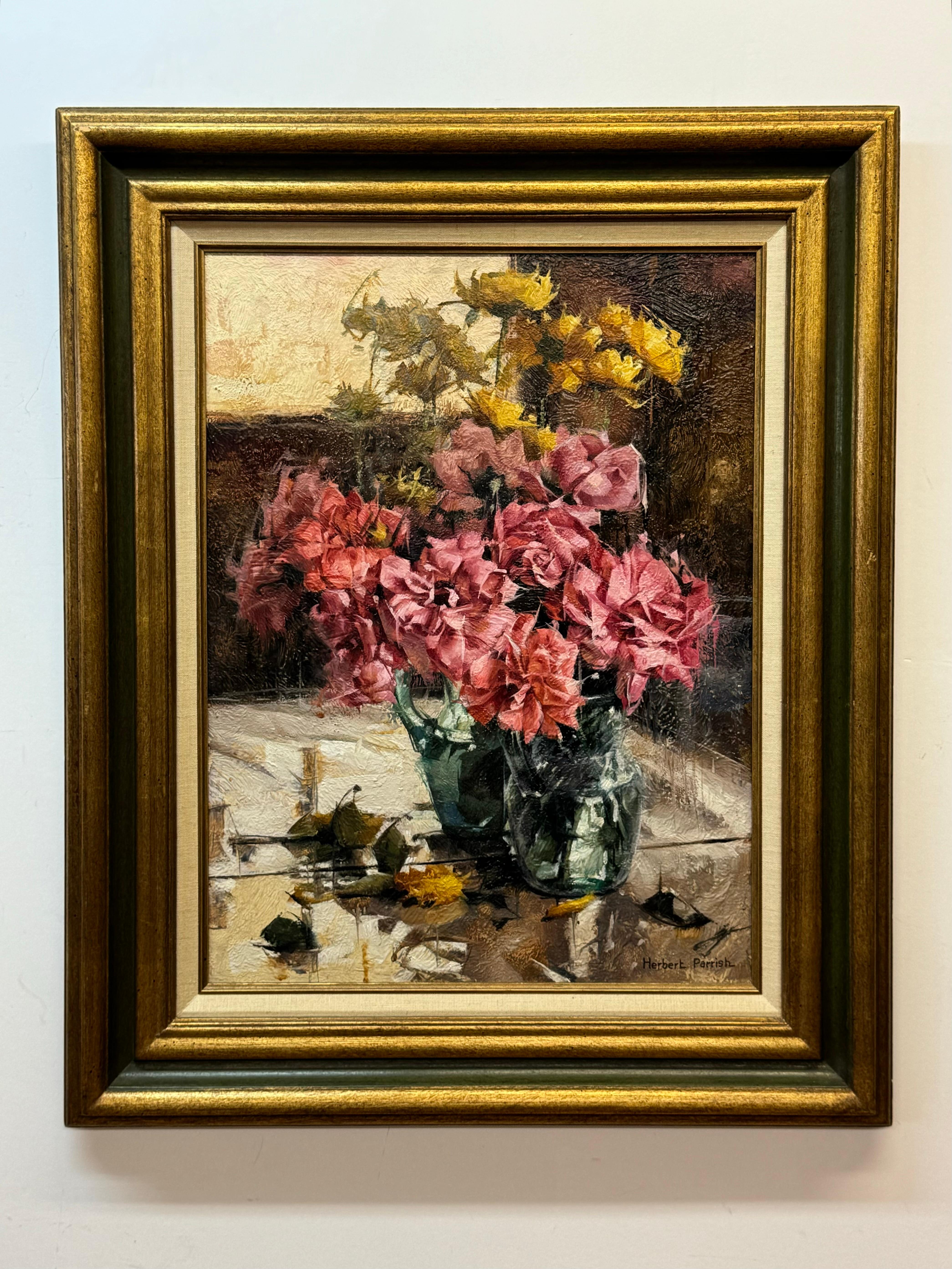 Herbert Parrish "Roses & Mirror" Floral Still Life 