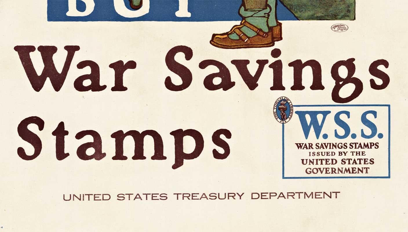 Save your Child, Buy War Savings Stamps World War 1 Vintage-Poster, Sparen Sie Ihr Kind (Weiß), Print, von Herbert Paus