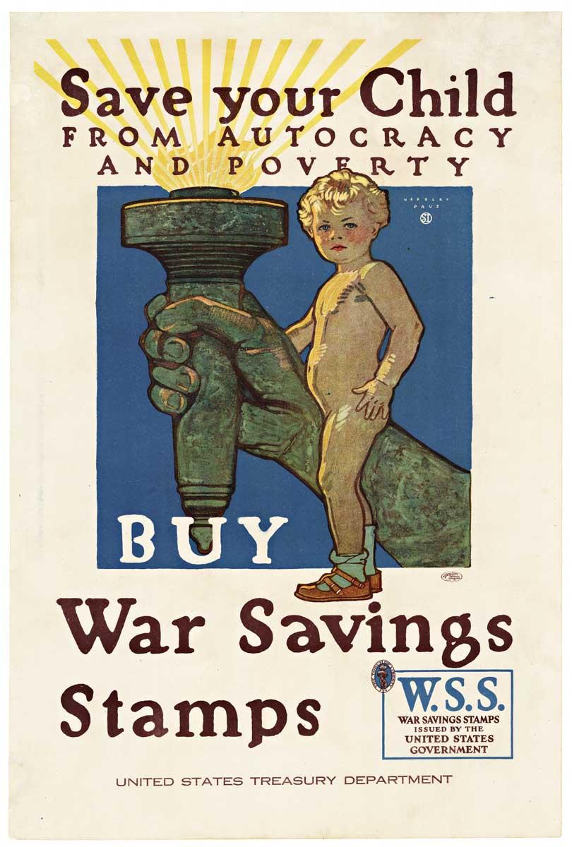 Save your Child, Buy War Savings Stamps World War 1 vintage poster