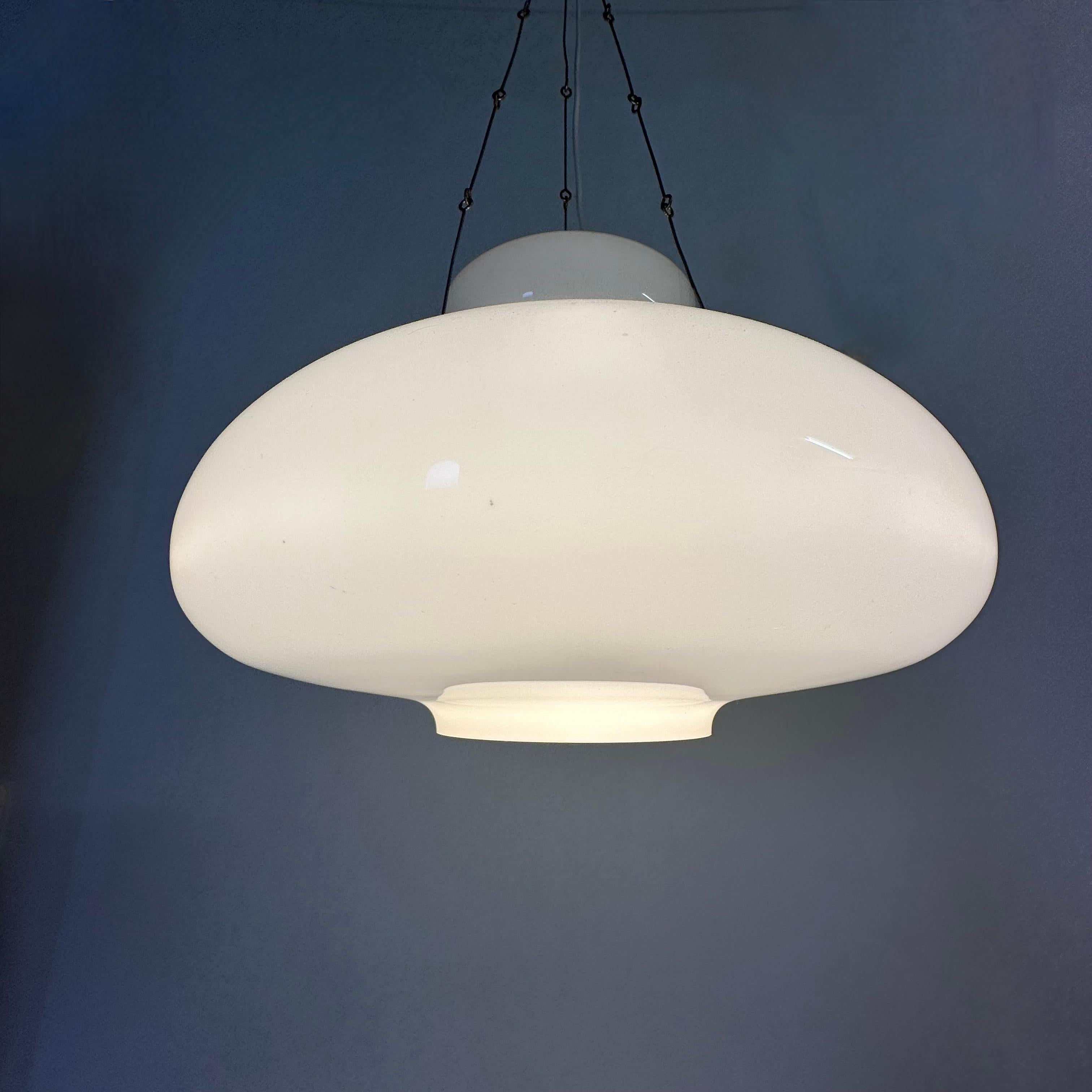 Mid-Century Modern Herbert Proft for Limburg Glashütte hanging lamp opaline glass , 1970s Germany