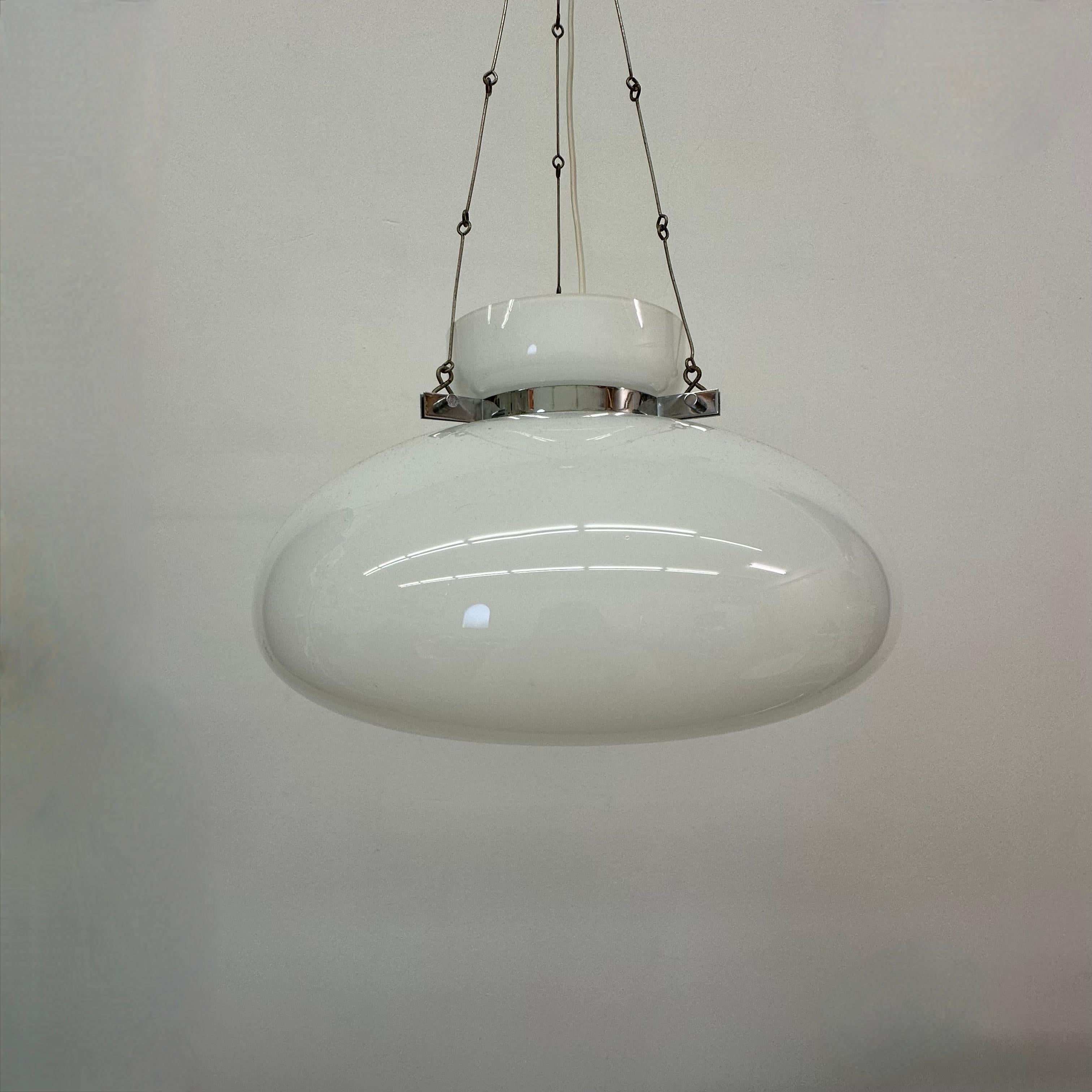 Herbert Proft for Limburg Glashütte hanging lamp opaline glass , 1970s Germany 1
