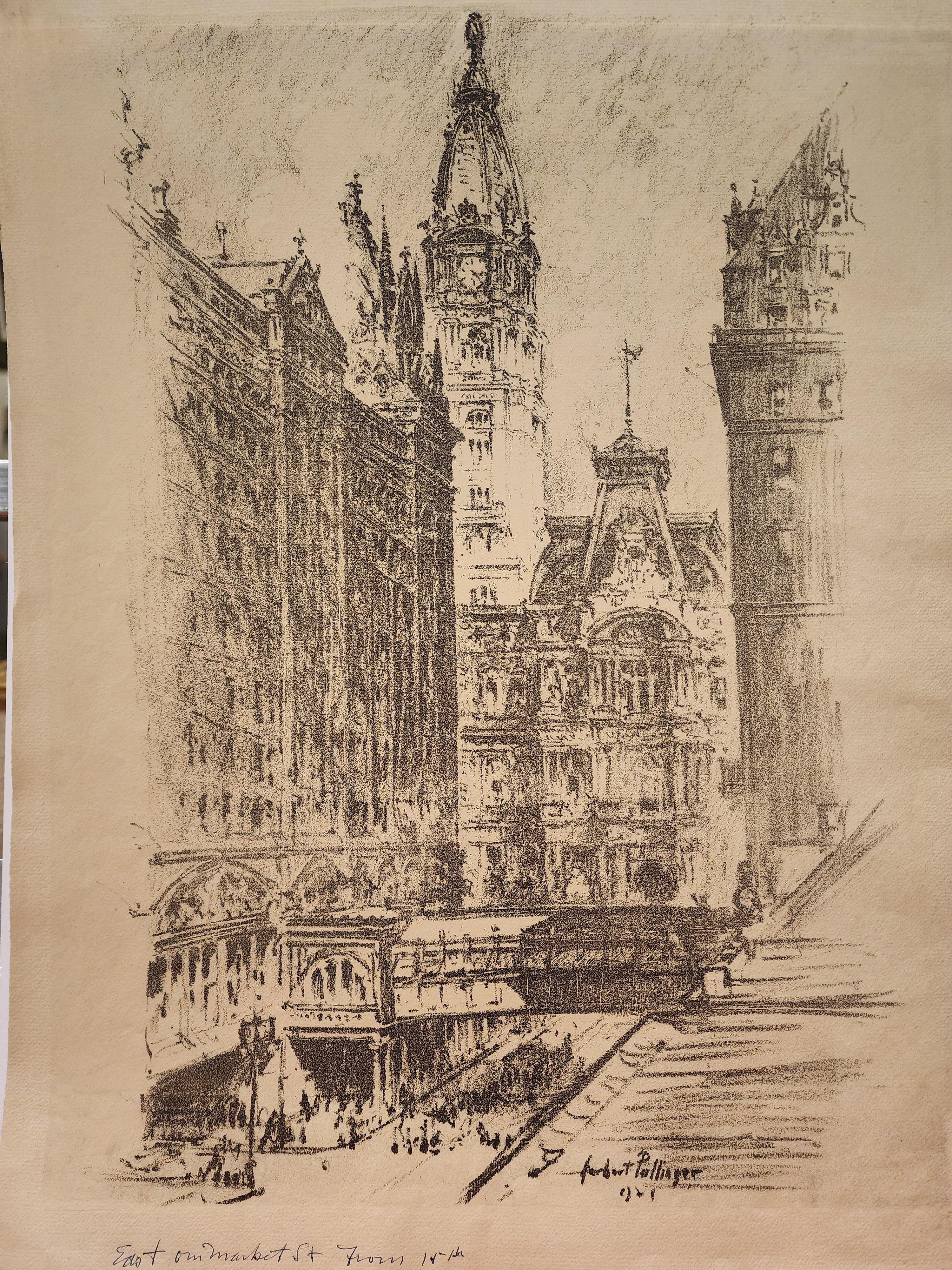 East on Market St. Von 15th (Amerikanischer Realismus), Print, von Herbert Pullinger
