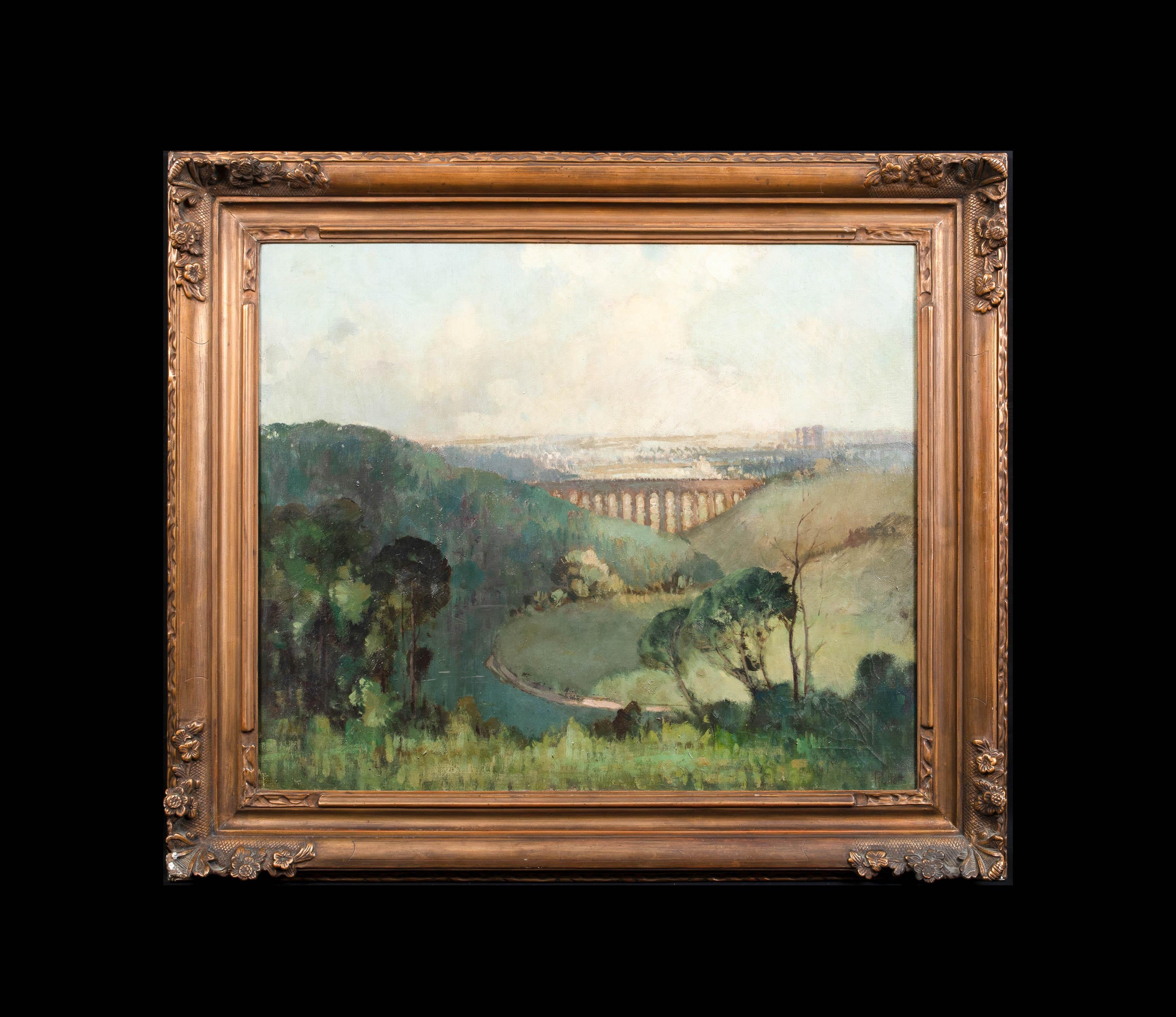 Paisaje del viaducto de Lincolnshire, hacia 1920  por Herbert Rollett (1872-1932) 1
