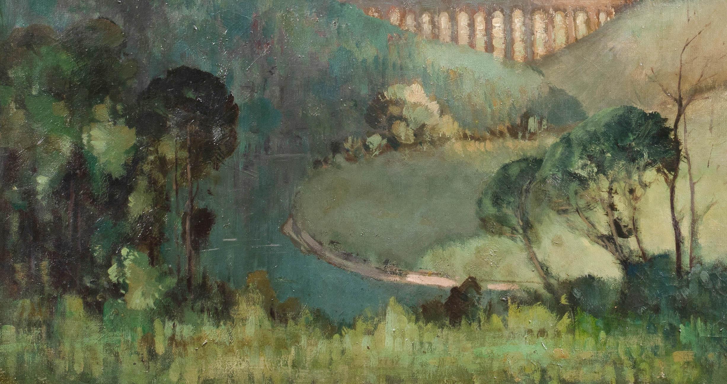 Paisaje del viaducto de Lincolnshire, hacia 1920  por Herbert Rollett (1872-1932) 5