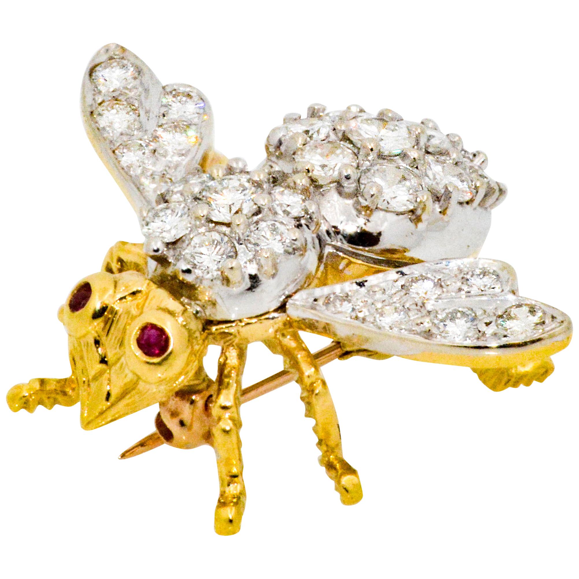 Herbert Rosenthal 18 Karat Yellow/White Gold 5.00 Carat Diamond Bee Brooch