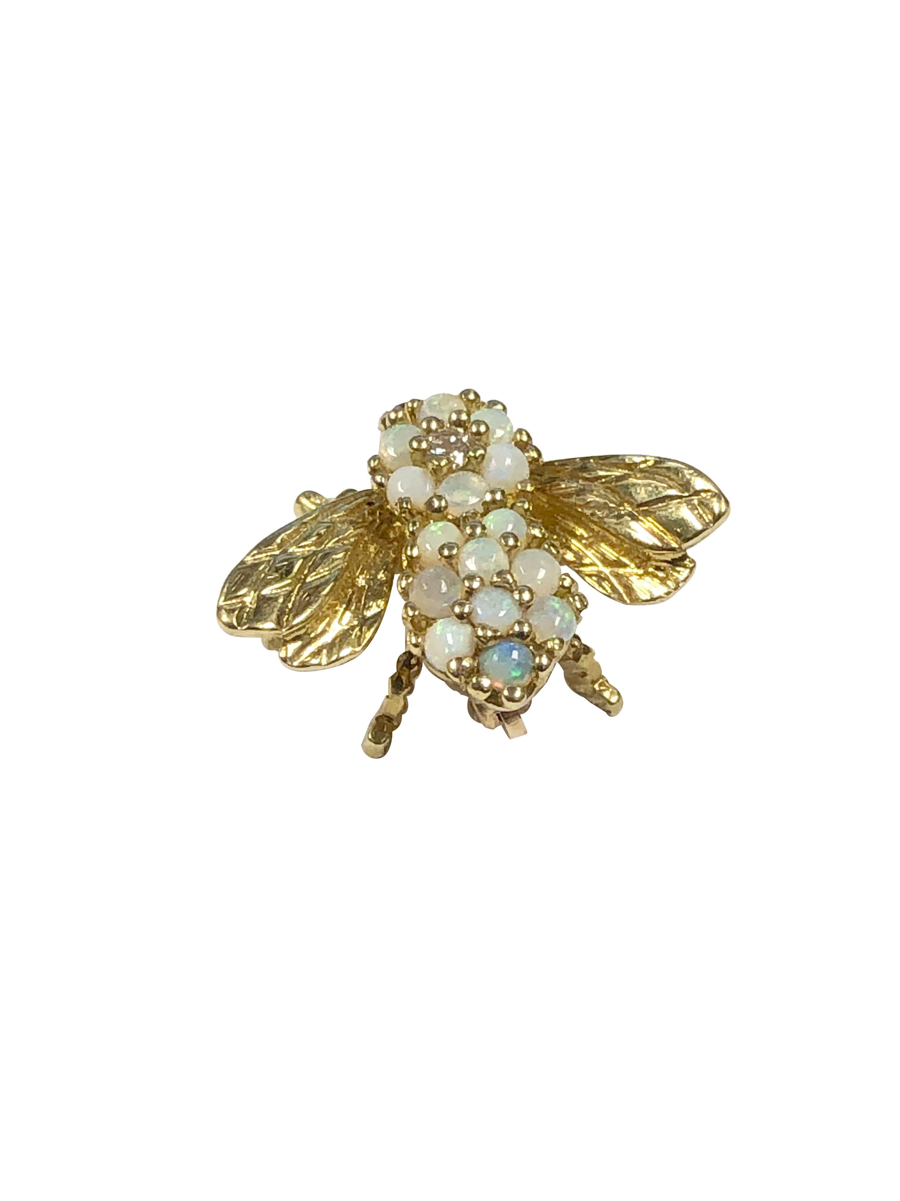 Herbert Rosenthal 18k and Gem set Bee Brooch In Excellent Condition In Chicago, IL
