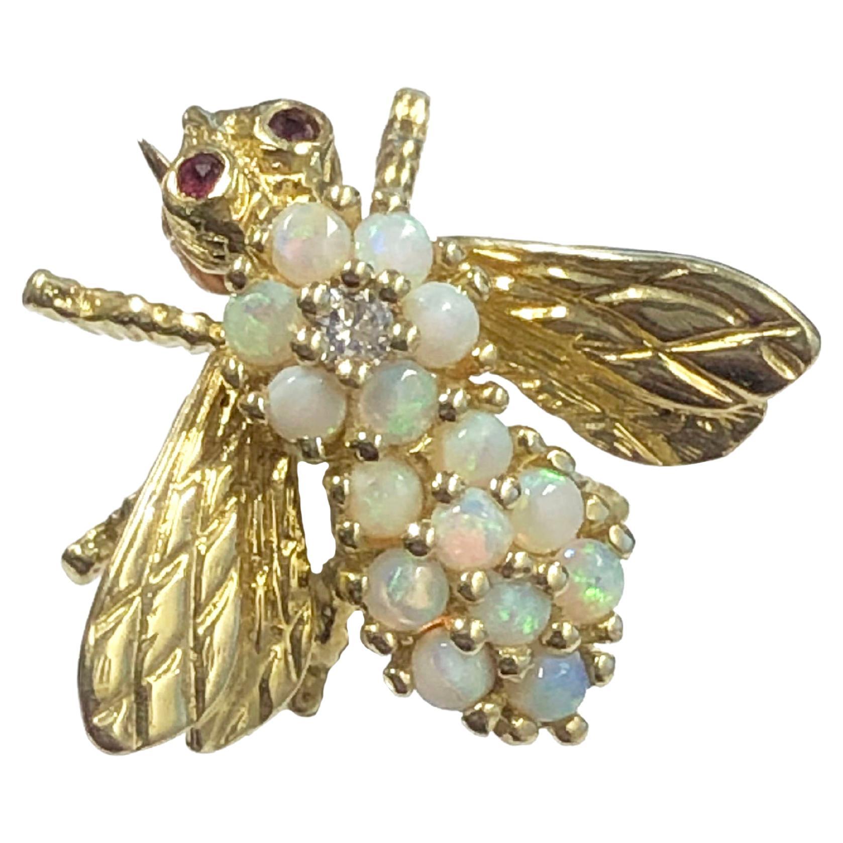 Herbert Rosenthal 18k and Gem set Bee Brooch For Sale at 1stDibs