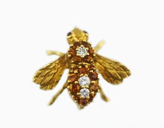 Herbert Rosenthal 18 Karat Gold Citrine and Diamond Honey Bee with Ruby Eyes