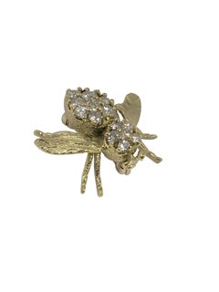 Herbert Rosenthal 18k Yellow Gold and Diamond Bee Brooch