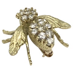 Herbert Rosenthal 18k Yellow Gold and Diamond Bee Brooch