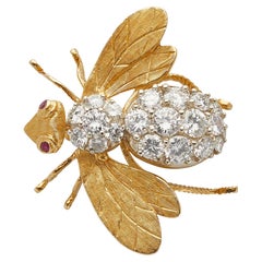 Herbert Rosenthal 18k Yellow Gold Diamond Bee Pin