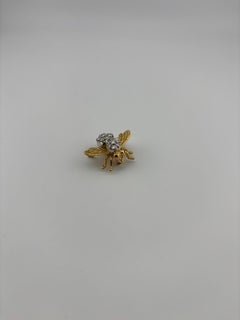 Herbert Rosenthal 18k Yellow Gold Diamond Ruby Bee Brooch