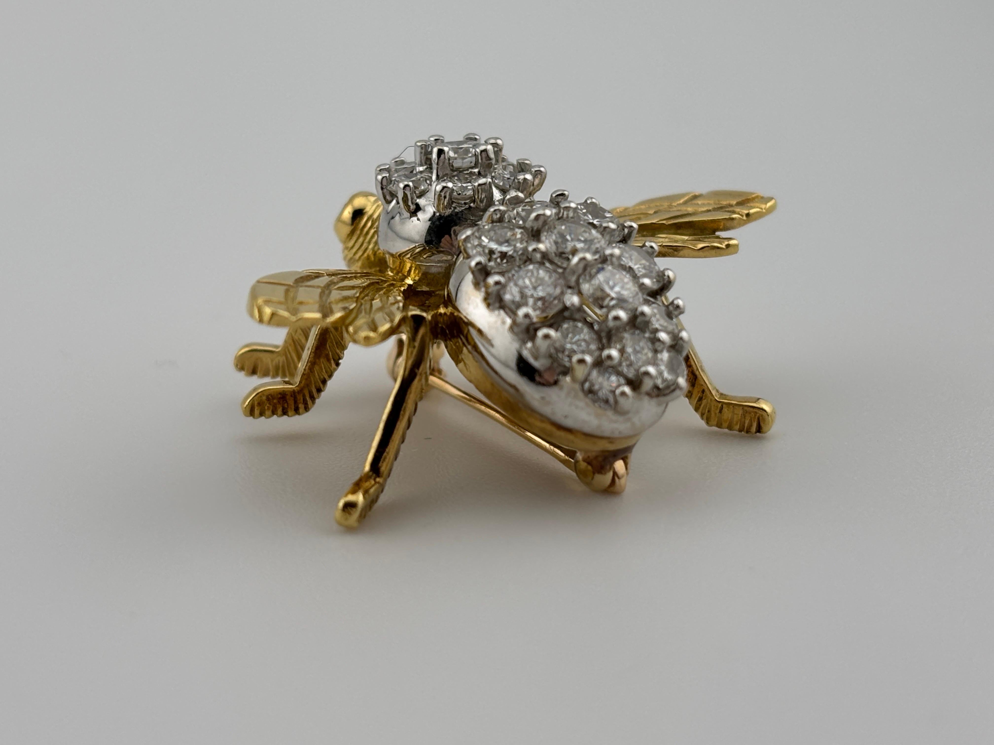 Broche Abeja Rubí Diamante Oro Amarillo 18k Herbert Rosenthal en venta 2