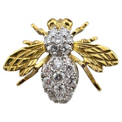 Herbert Rosenthal 18k Yellow Gold Diamond Ruby Bee Brooch