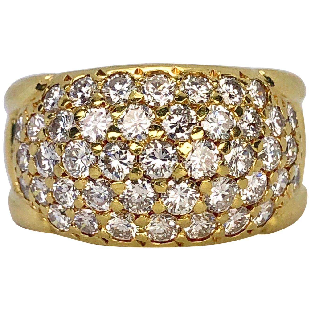 Herbert Rosenthal 18 Karat Yellow Gold Round White Diamond 1.50 Carat Band  Ring For Sale at 1stDibs