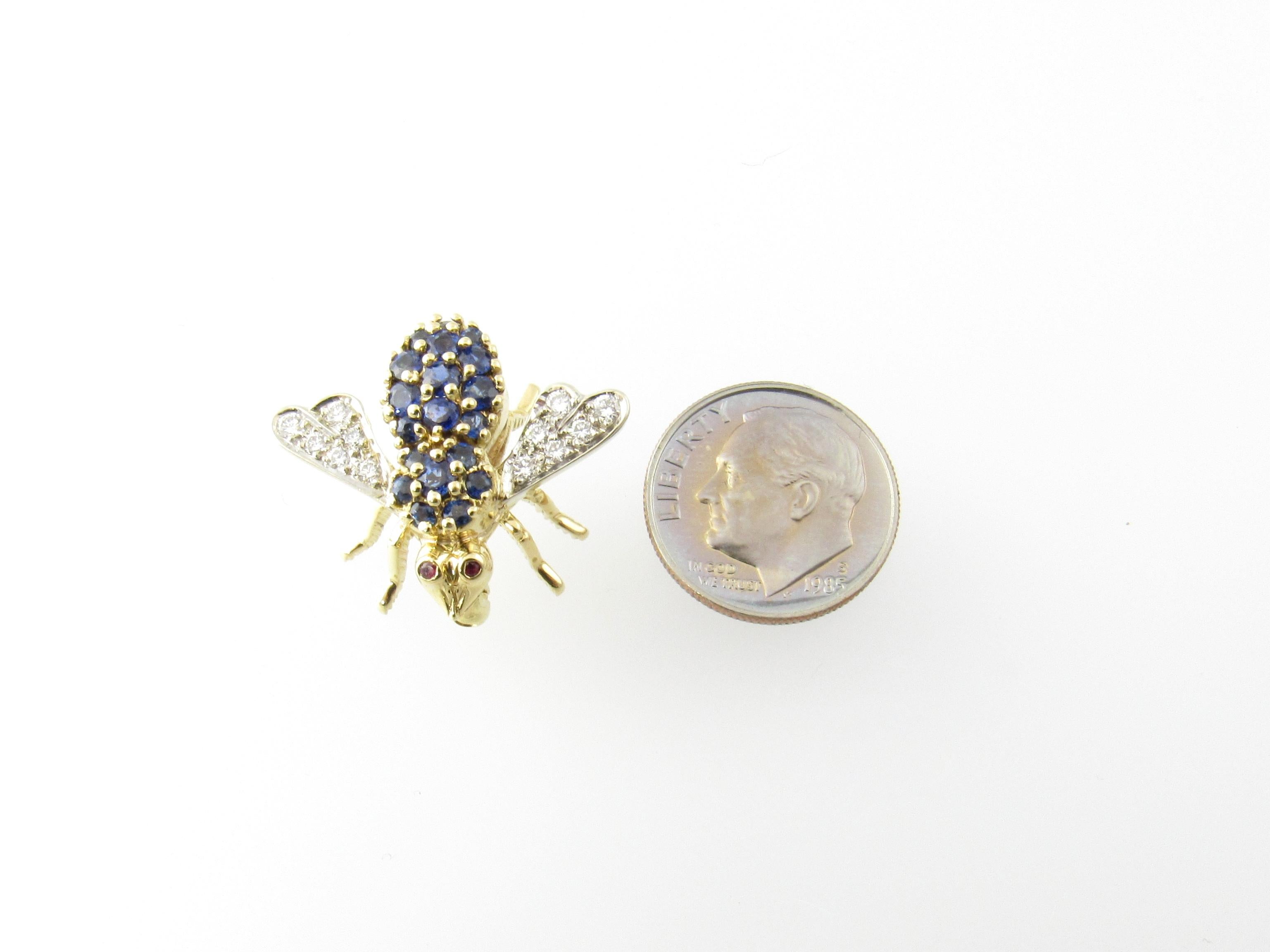 Herbert Rosenthal 18 Karat Yellow Gold Sapphire and Diamond Bee Brooch Pin 6