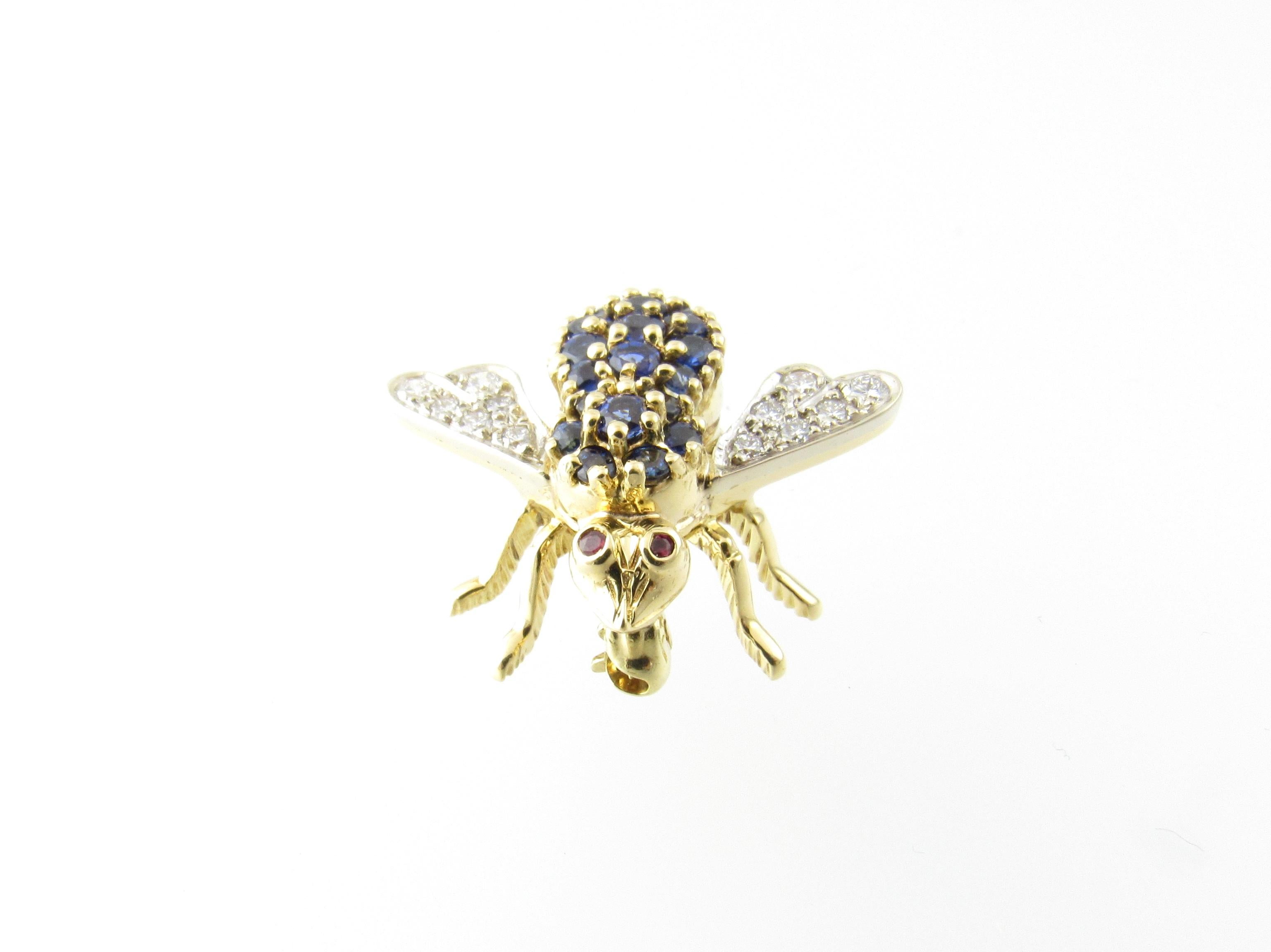 Herbert Rosenthal 18 Karat Yellow Gold Sapphire and Diamond Bee Brooch Pin In Good Condition In Washington Depot, CT