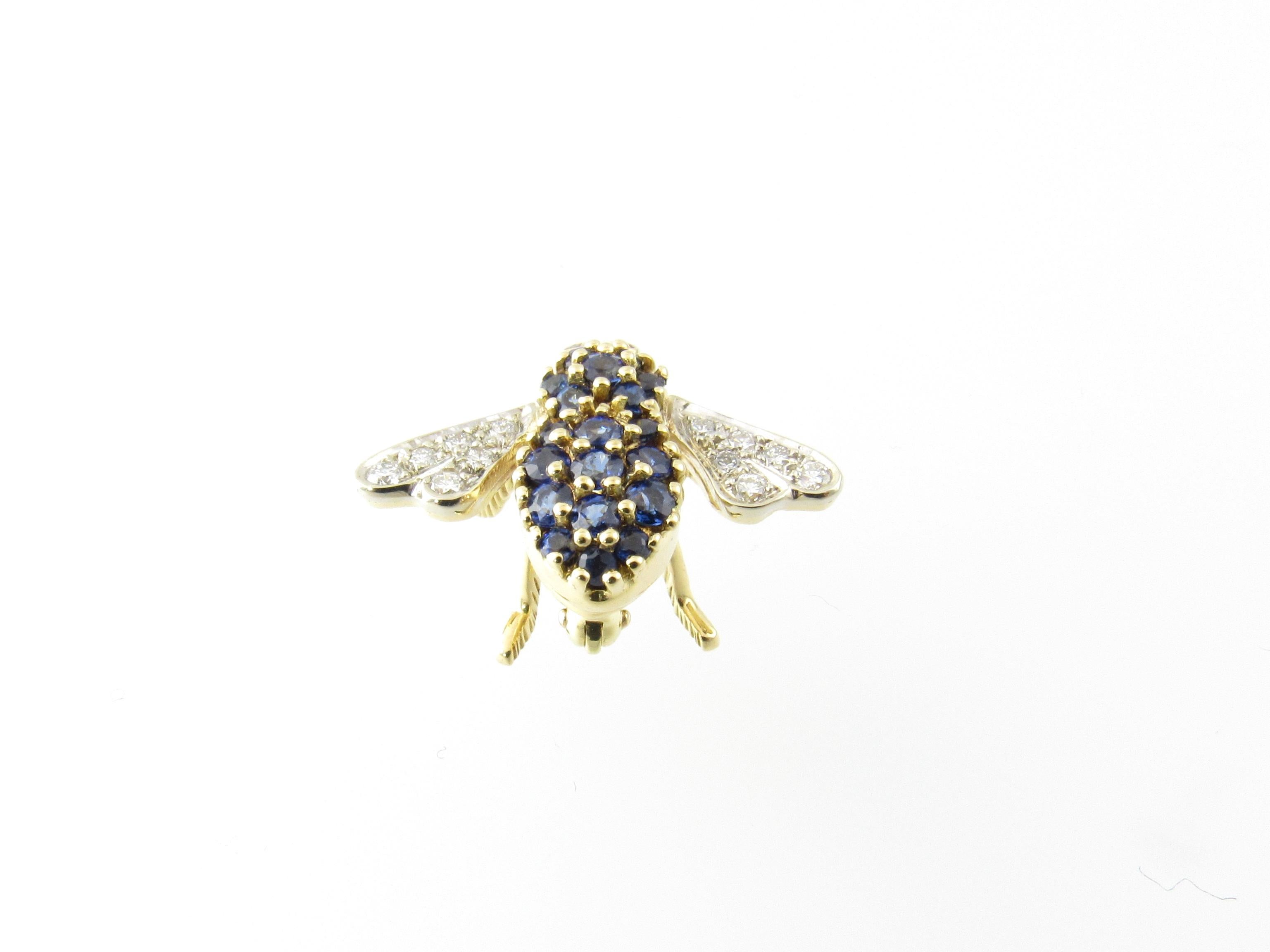 Herbert Rosenthal 18 Karat Yellow Gold Sapphire and Diamond Bee Brooch Pin 1