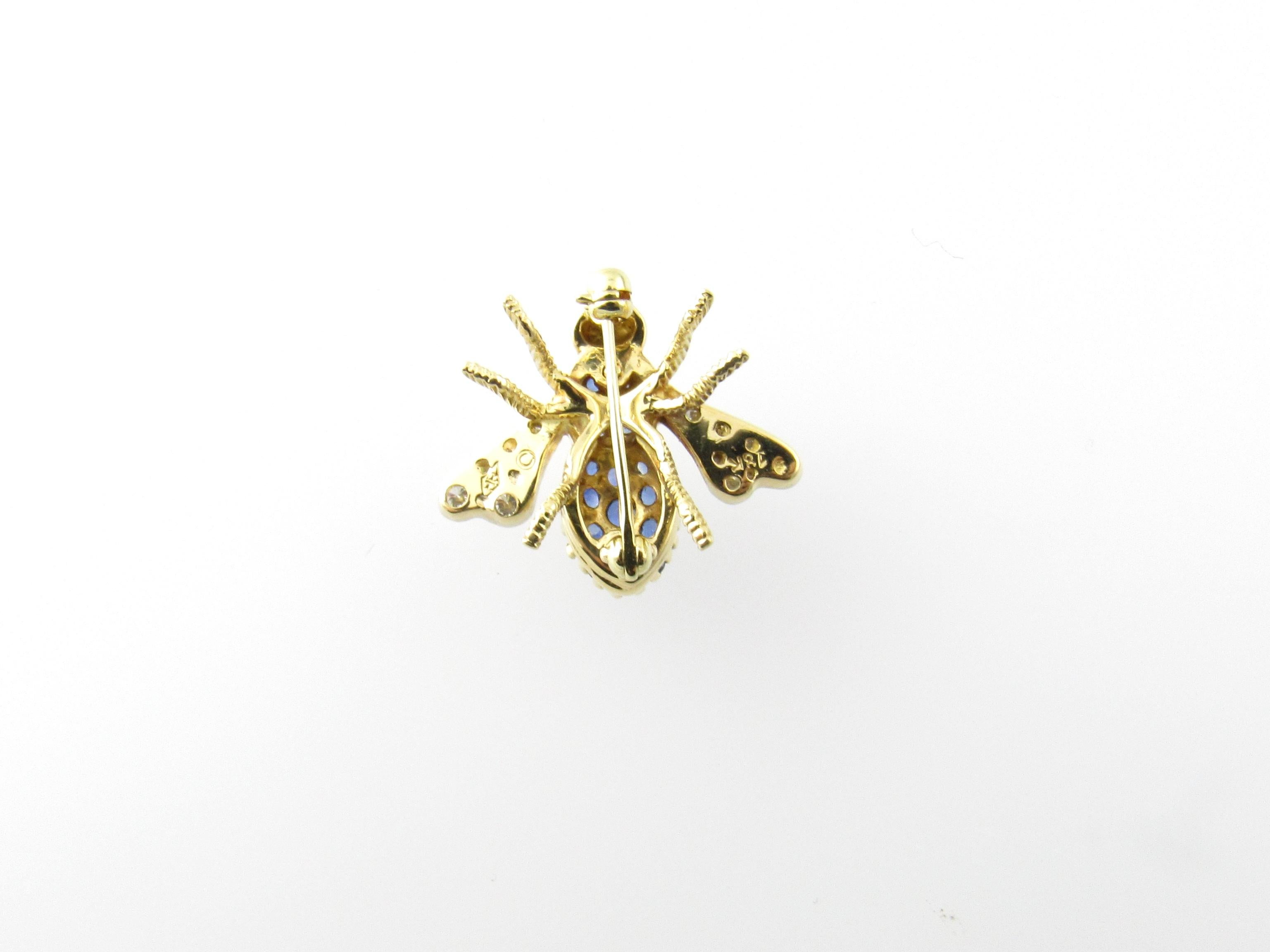 Herbert Rosenthal 18 Karat Yellow Gold Sapphire and Diamond Bee Brooch Pin 4