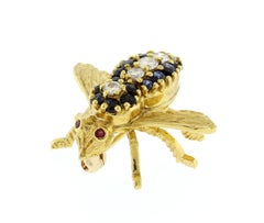 Herbert Rosenthal 18kt Sapphire, Diamond and Ruby Bee Brooch