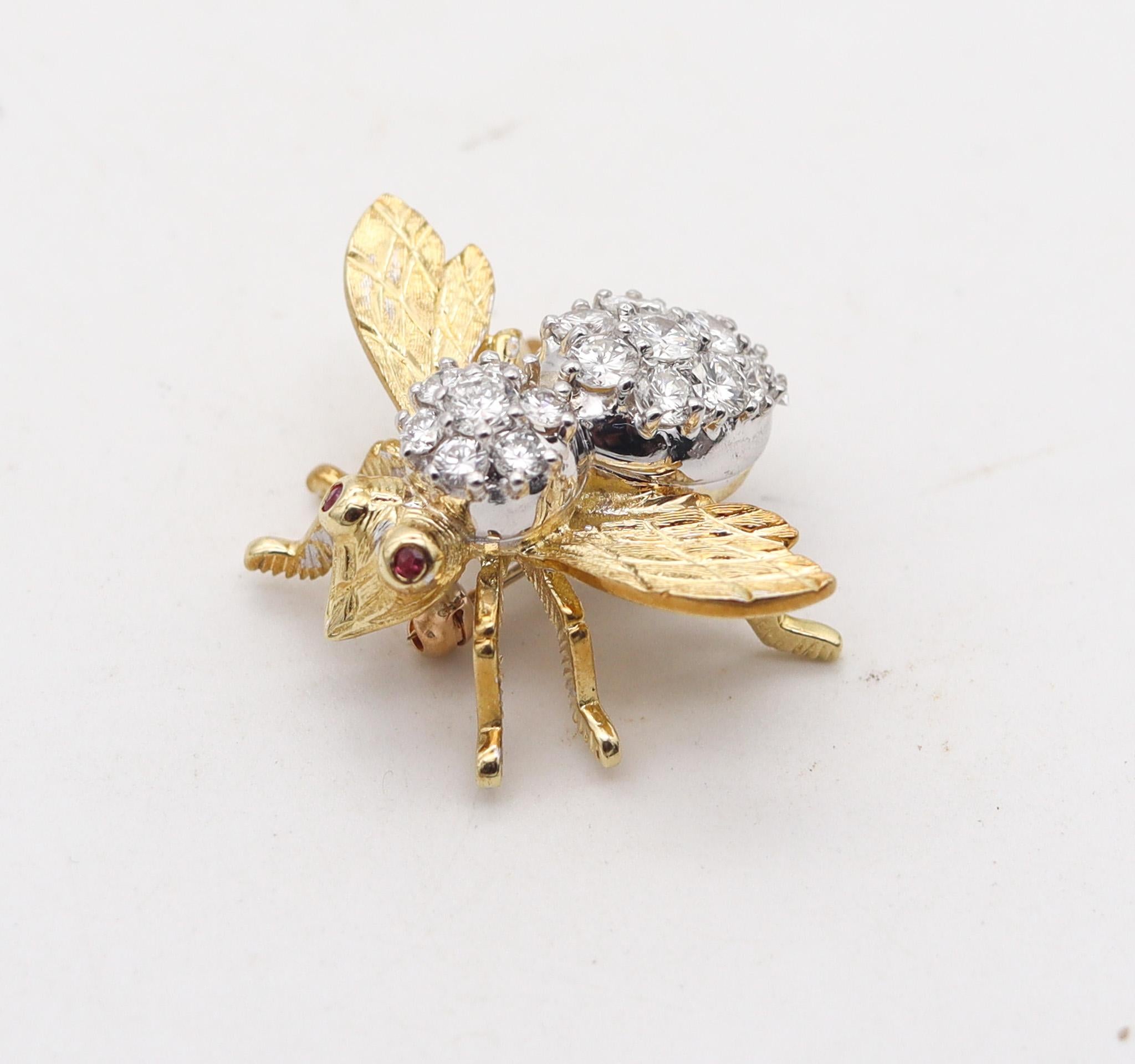 Large bee pin-brooch designed by Herbert Rosenthal.

Herbert Rosenthal's fame in the jewelry world sprung from the creation of insect and animal motifs, particularly bee brooches. This exceptional brooch pin of a queen-bee is one of them. Created at