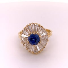 Herbert Rosenthal 3 carat Ring Gold GIA Sapphire & Diamond circa 1960 Ballerina
