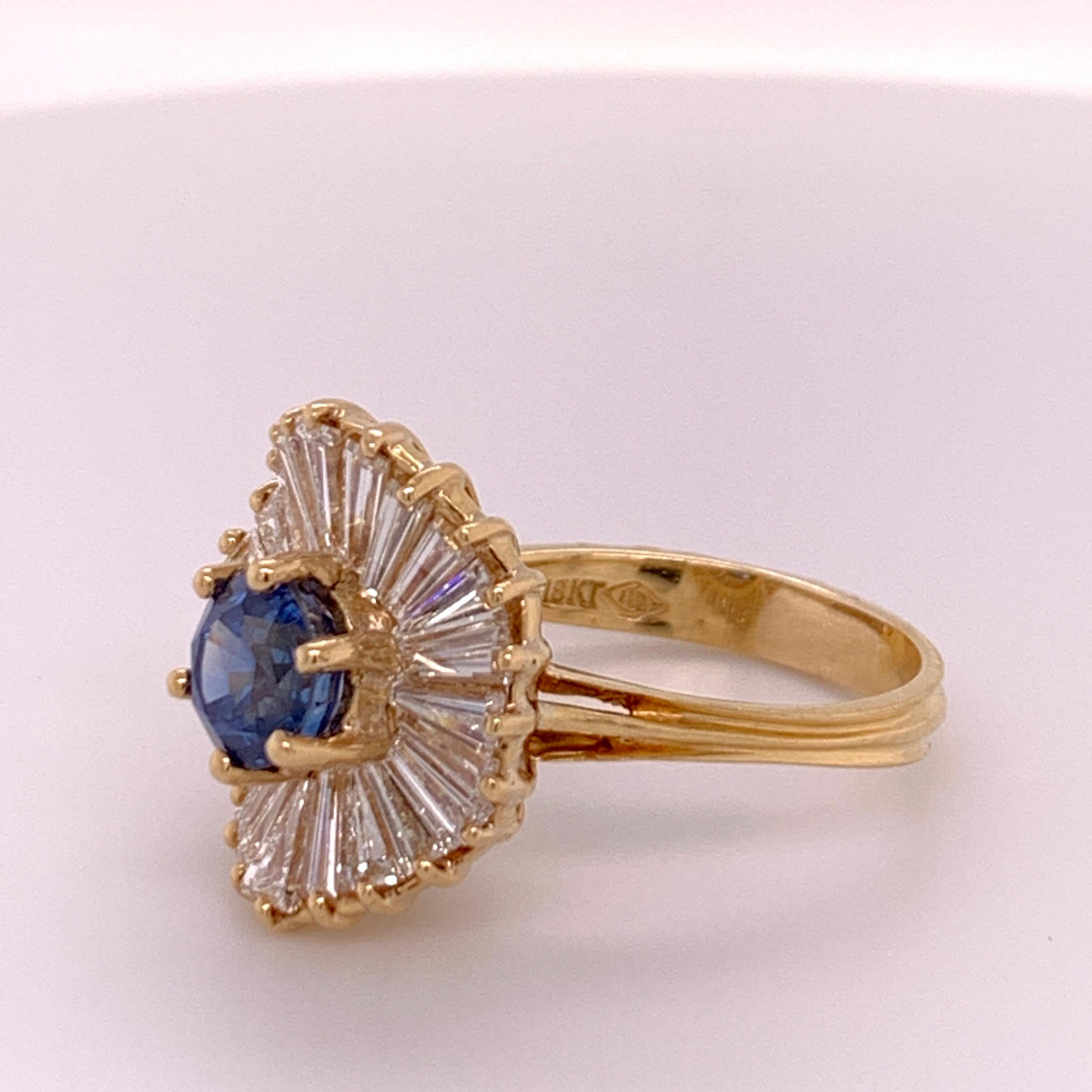 Contemporary Herbert Rosenthal 3 carat Ring Gold GIA Sapphire & Diamond circa 1960 Ballerina