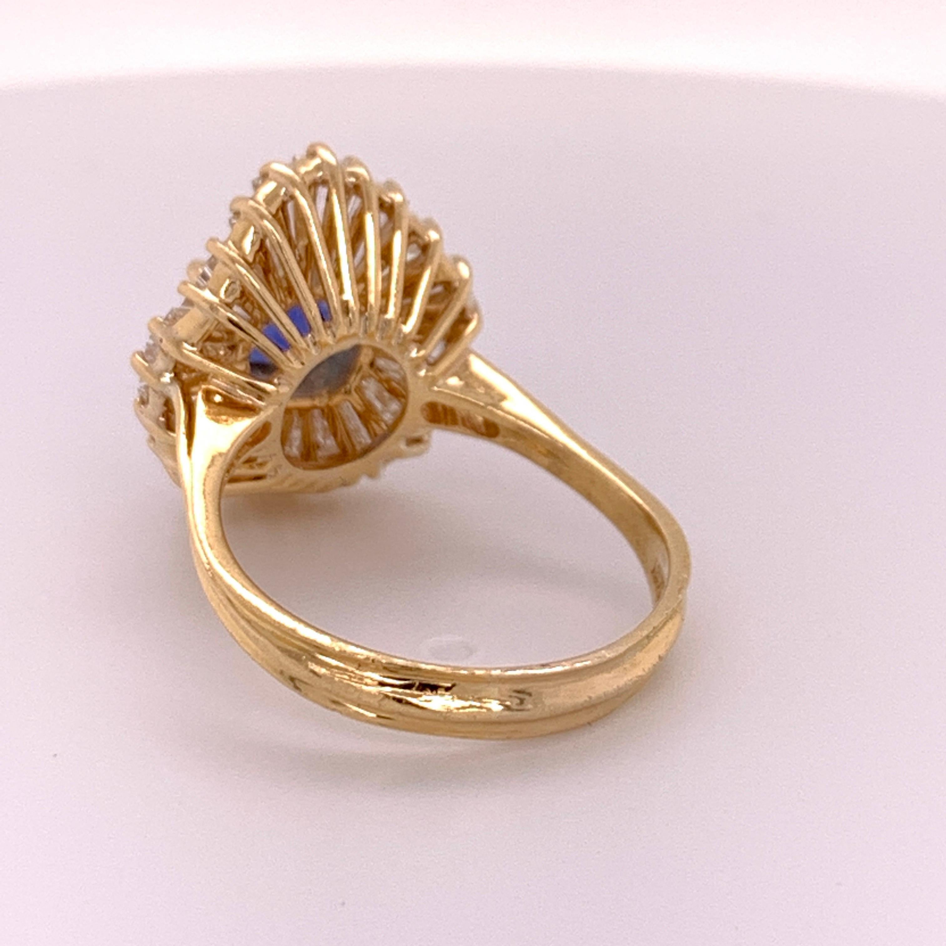 Baguette Cut Herbert Rosenthal 3 carat Ring Gold GIA Sapphire & Diamond circa 1960 Ballerina