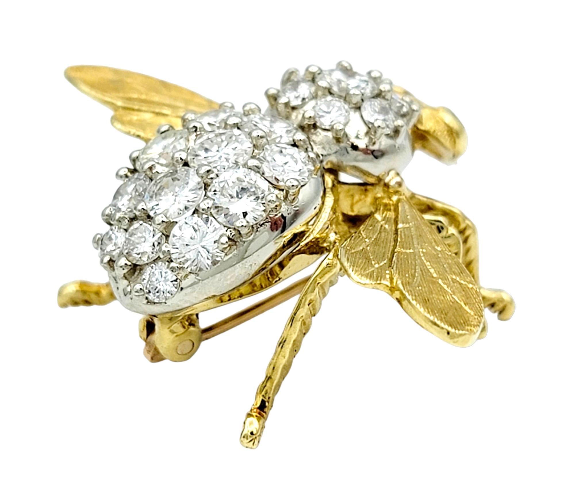 Contemporary Herbert Rosenthal Diamond and Ruby Bumble Bee Brooch Set in 18 Karat Yellow Gold For Sale