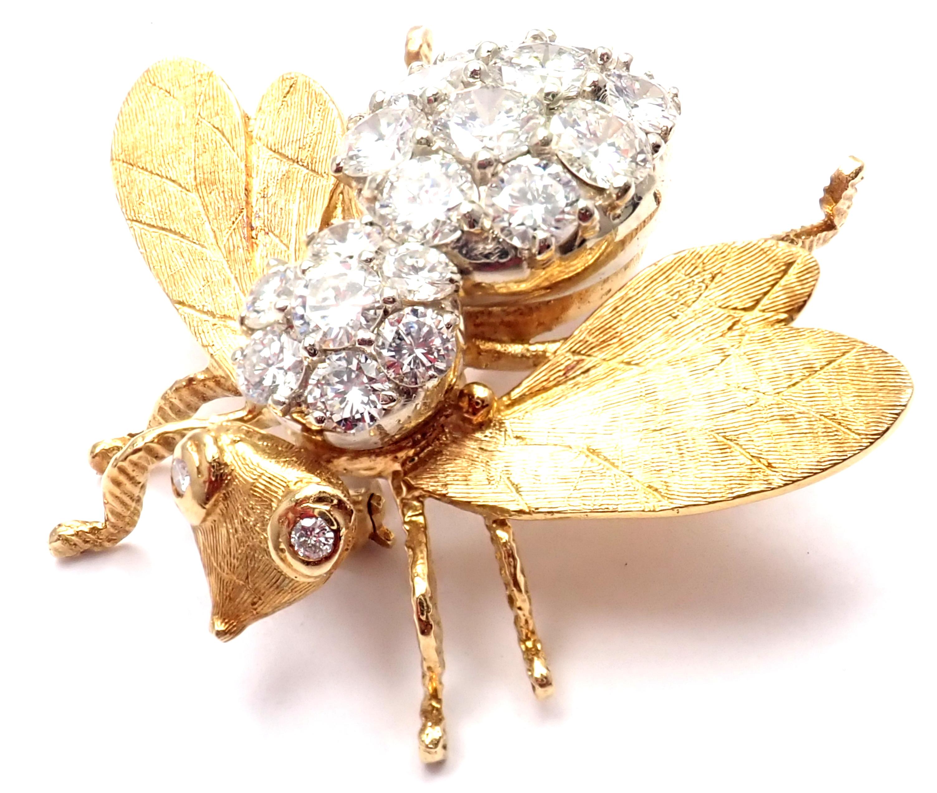 Herbert Rosenthal Diamond Extra Large Gold Bee Pin Brooch 3