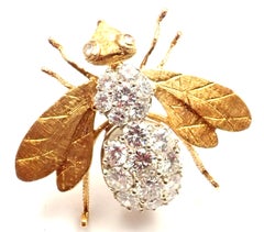 Herbert Rosenthal Diamond Extra Large Gold Bee Pin Brooch