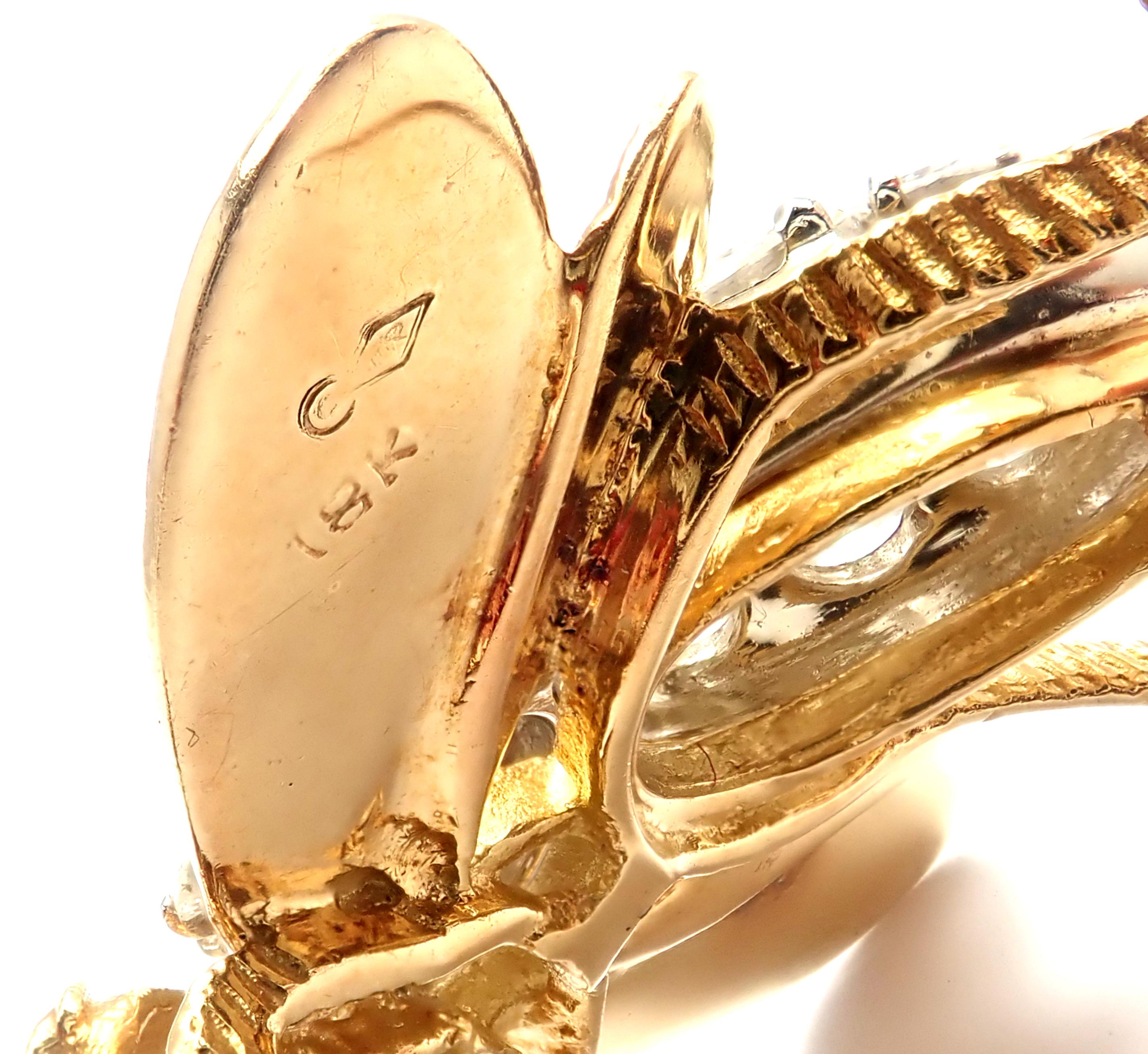 Brilliant Cut Herbert Rosenthal Diamond Extra Large Gold Bee Pin Brooch
