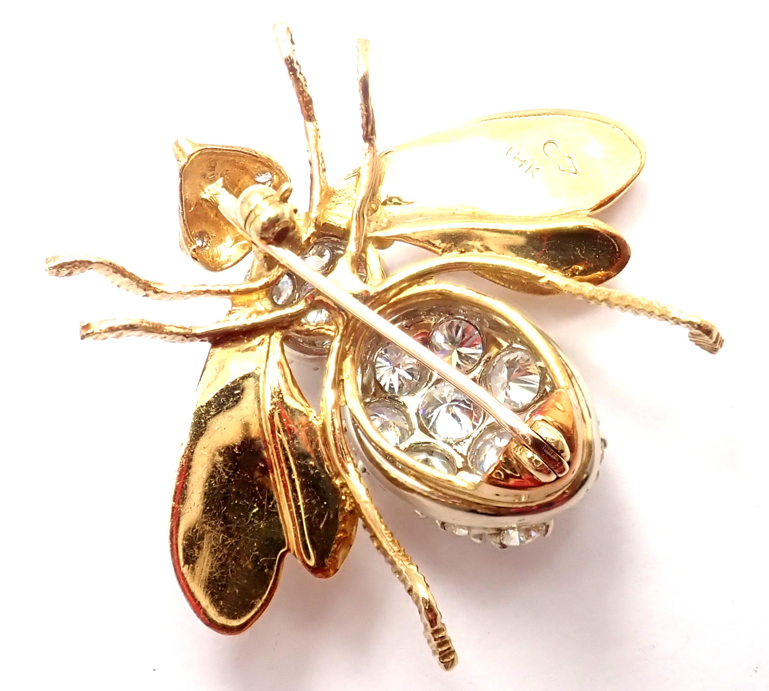 Women's or Men's Herbert Rosenthal Diamond Extra Large Gold Bee Pin Brooch