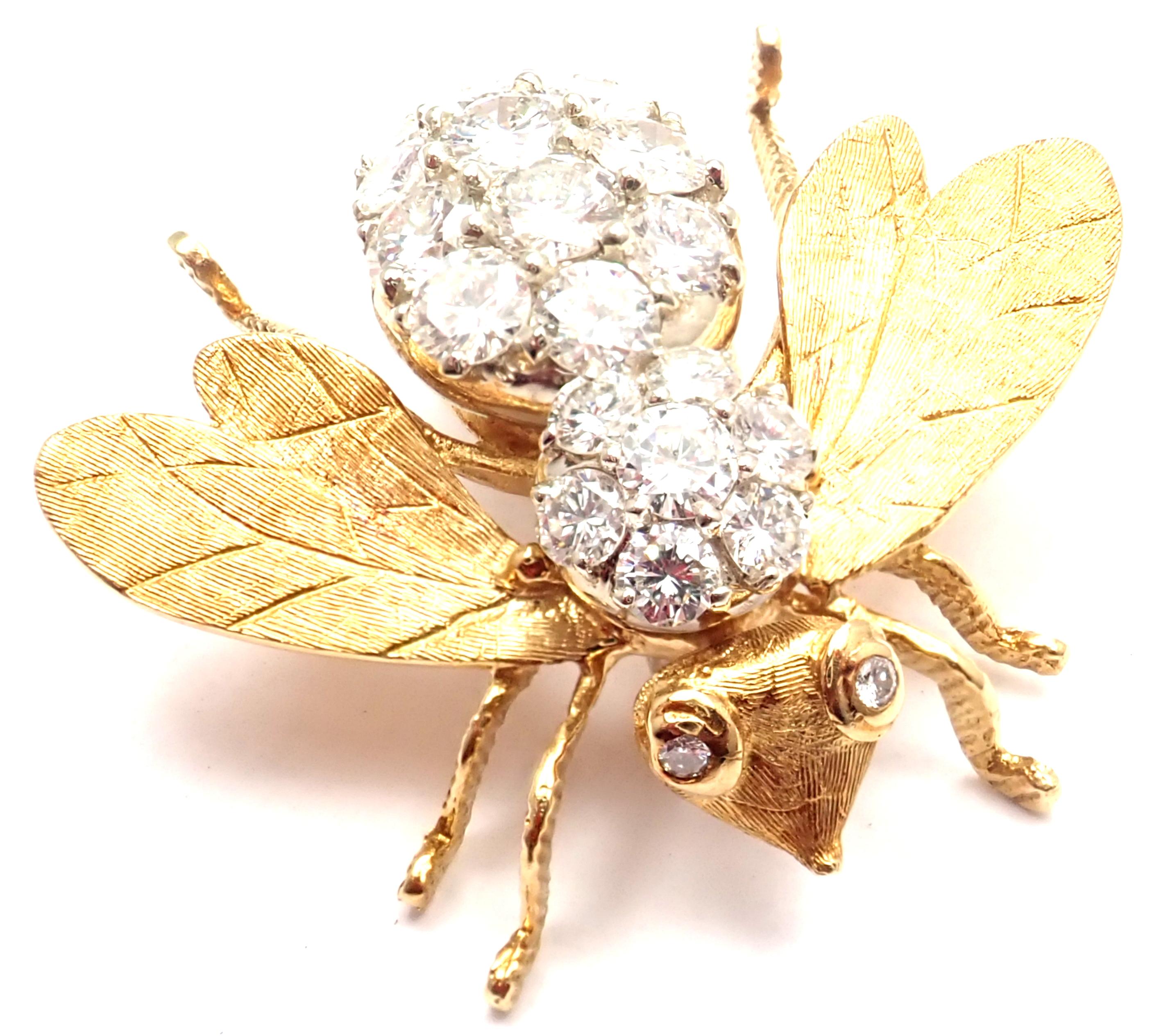 Herbert Rosenthal Diamond Extra Large Gold Bee Pin Brooch 1