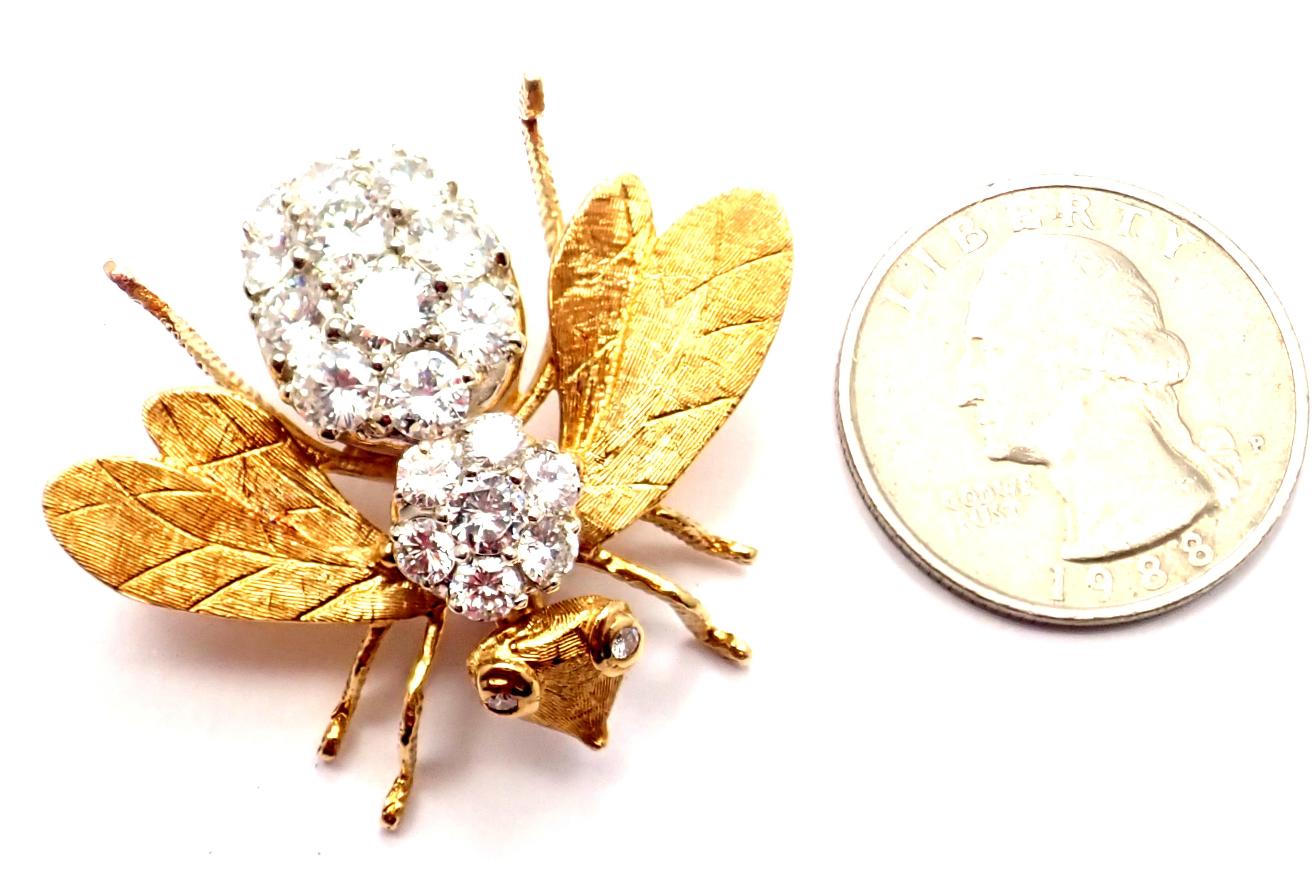 Herbert Rosenthal Diamond Extra Large Gold Bee Pin Brooch 2