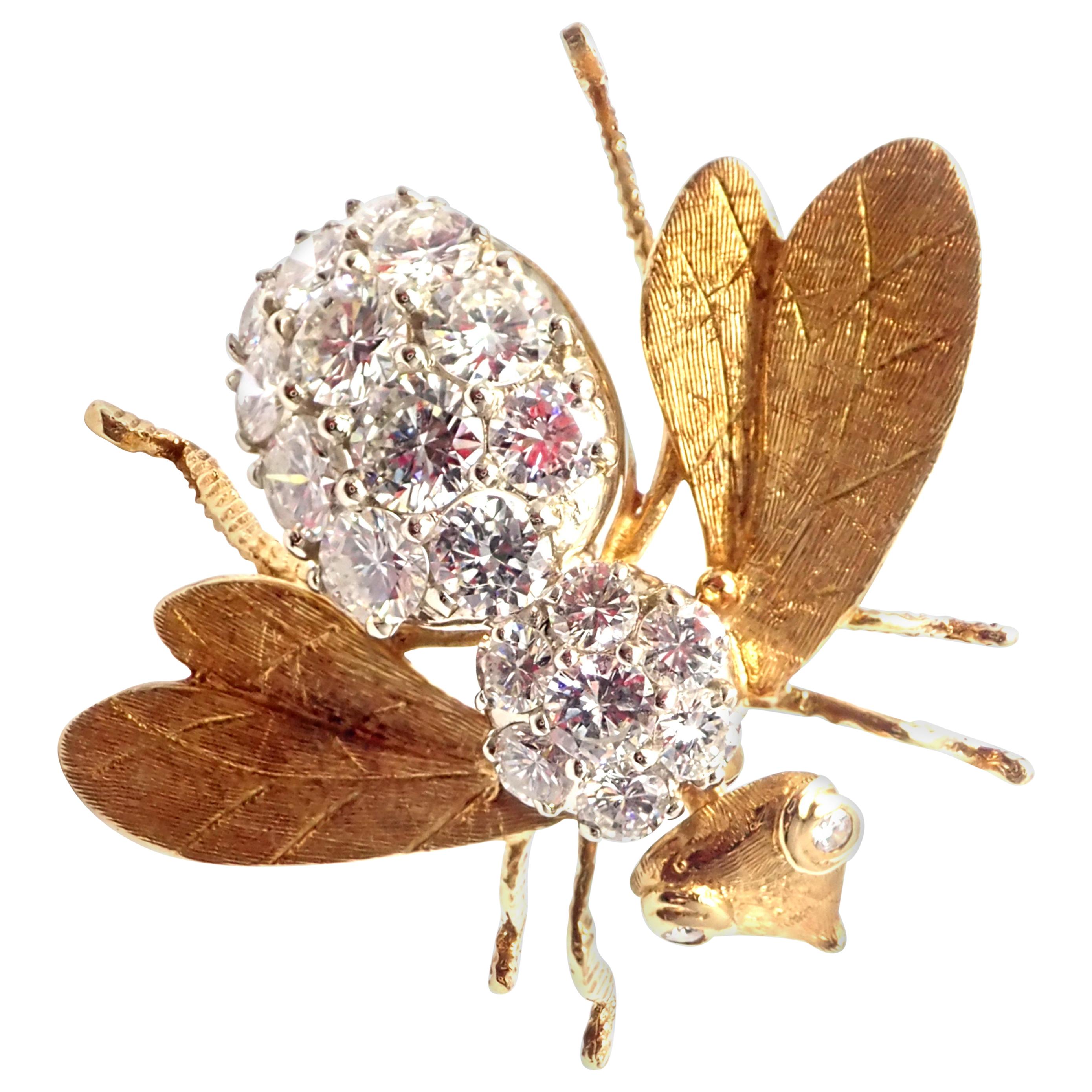 Herbert Rosenthal Diamond Extra Large Gold Bee Pin Brooch