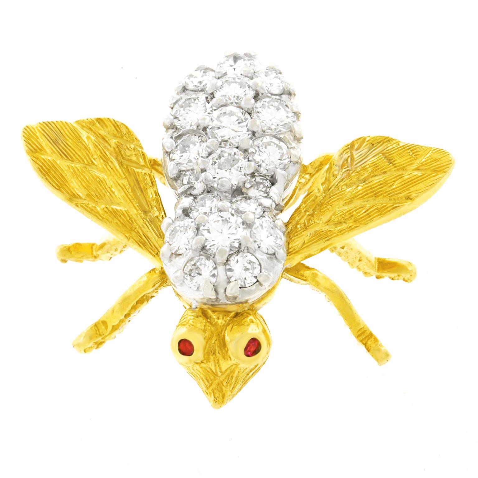 Herbert Rosenthal Diamond Set Gold Bee Brooch 3