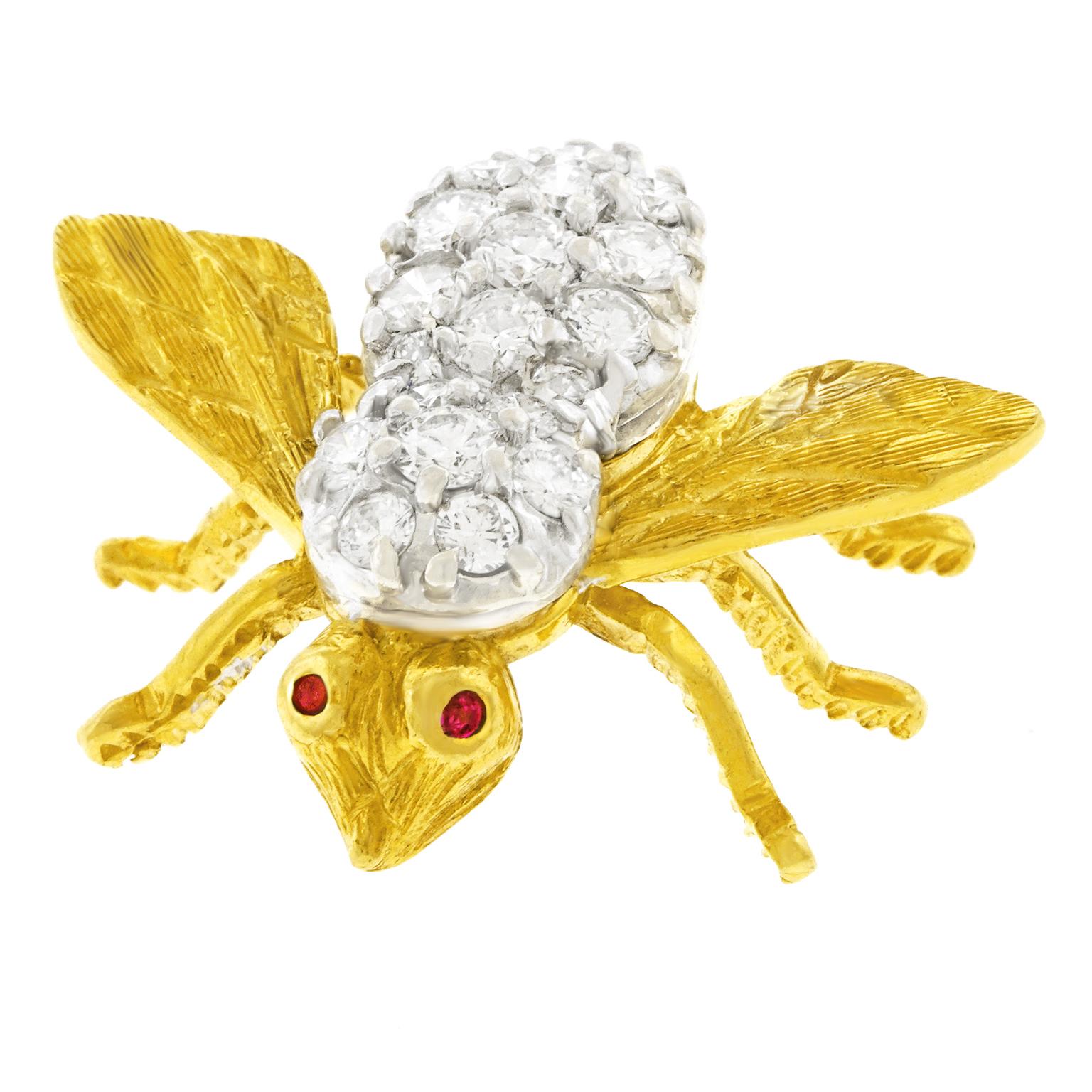 Herbert Rosenthal Diamond Set Gold Bee Brooch