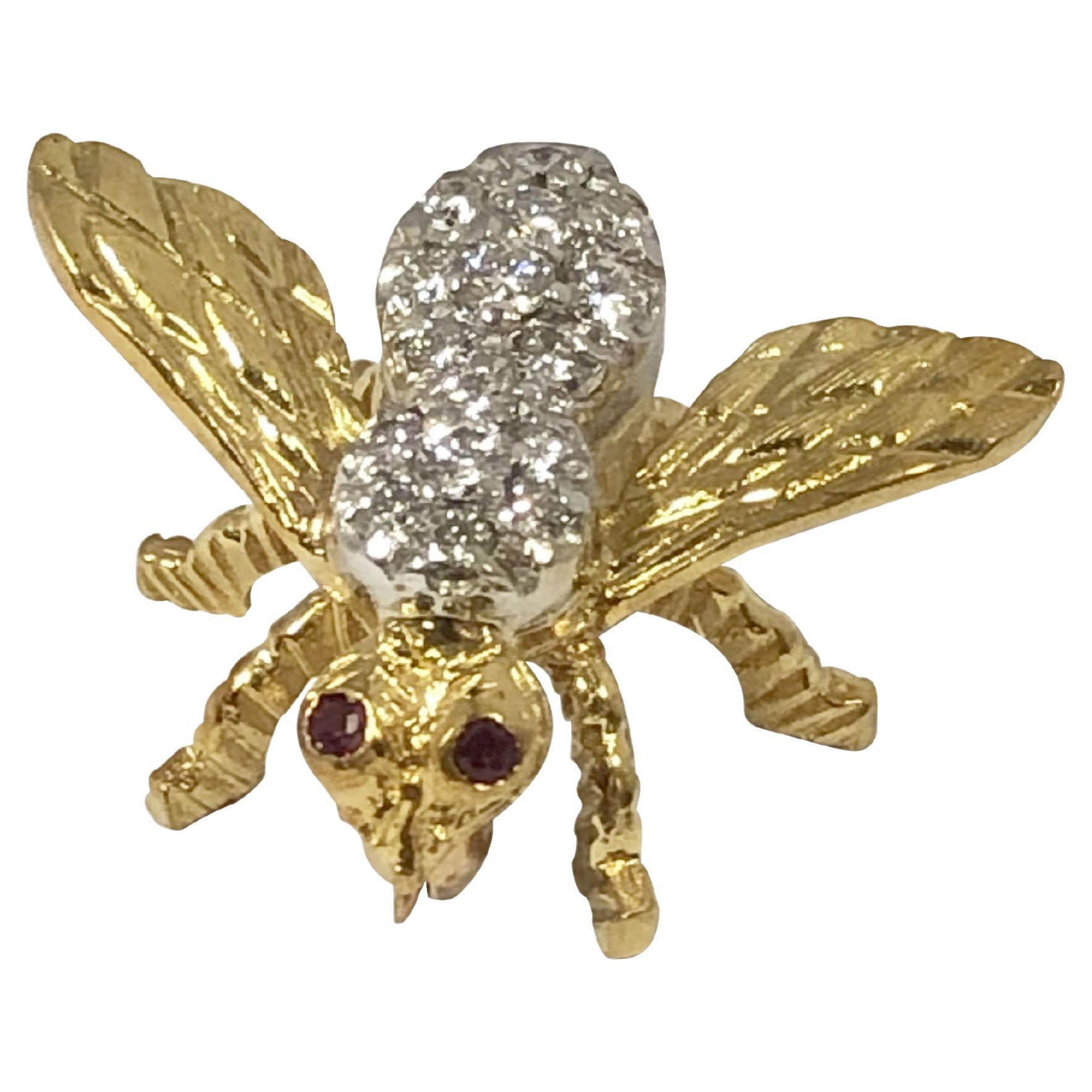 Herbert Rosenthal Gold and Diamond Iconic Bee Brooch