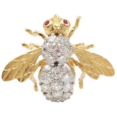 Herbert Rosenthal Gold Diamond and Ruby Bumblebee Pin