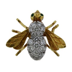 Herbert Rosenthal Gold Diamond Emerald Bee Brooch