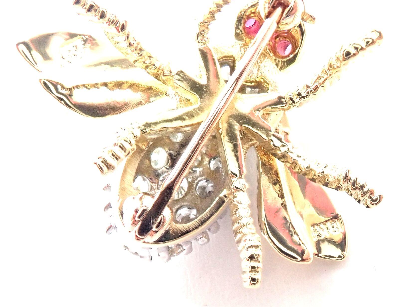 Women's or Men's Herbert Rosenthal HR Diamond Bee Yellow Gold Pin Brooch