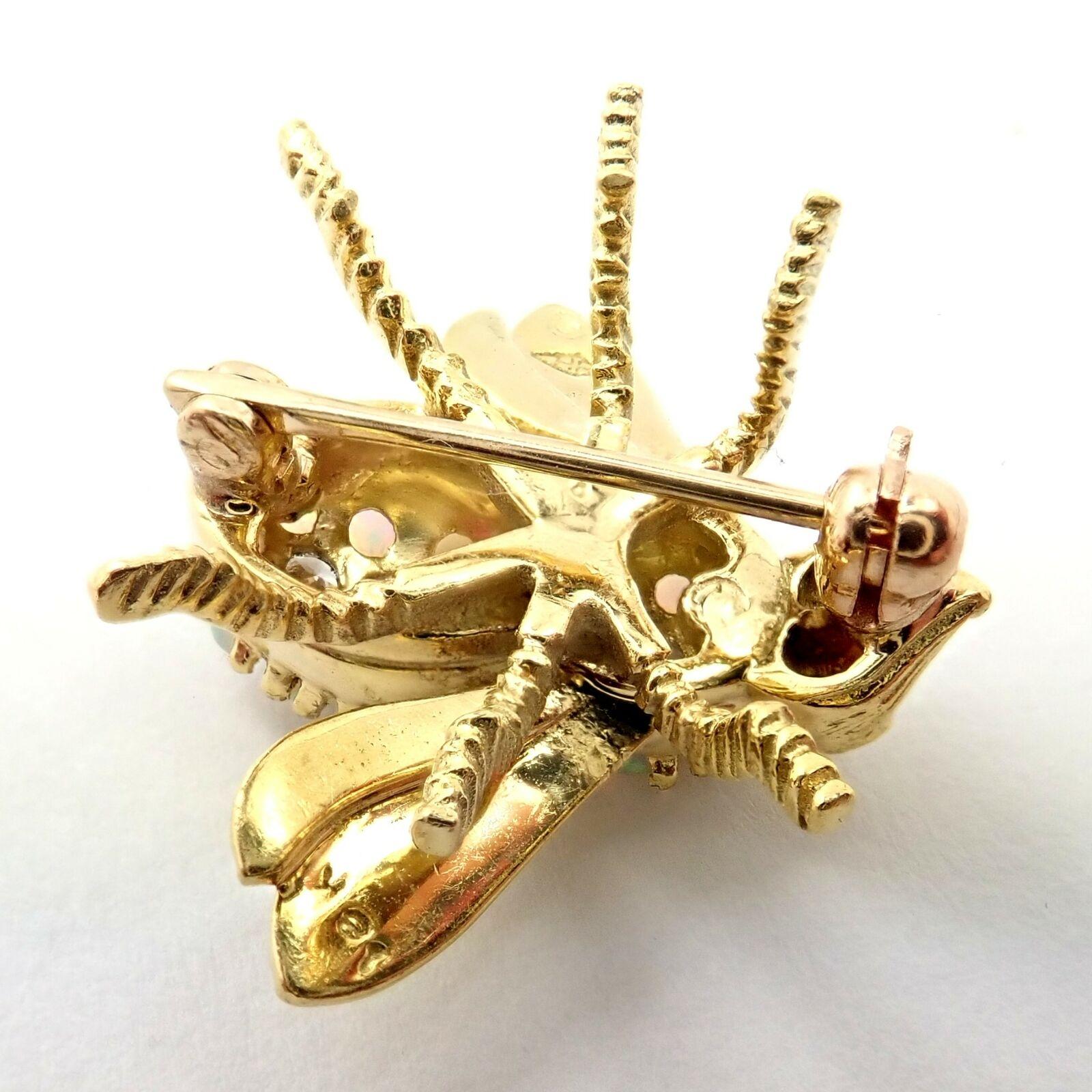 Herbert Rosenthal HR Diamond Opal Bee Yellow Gold Pin Brooch 2