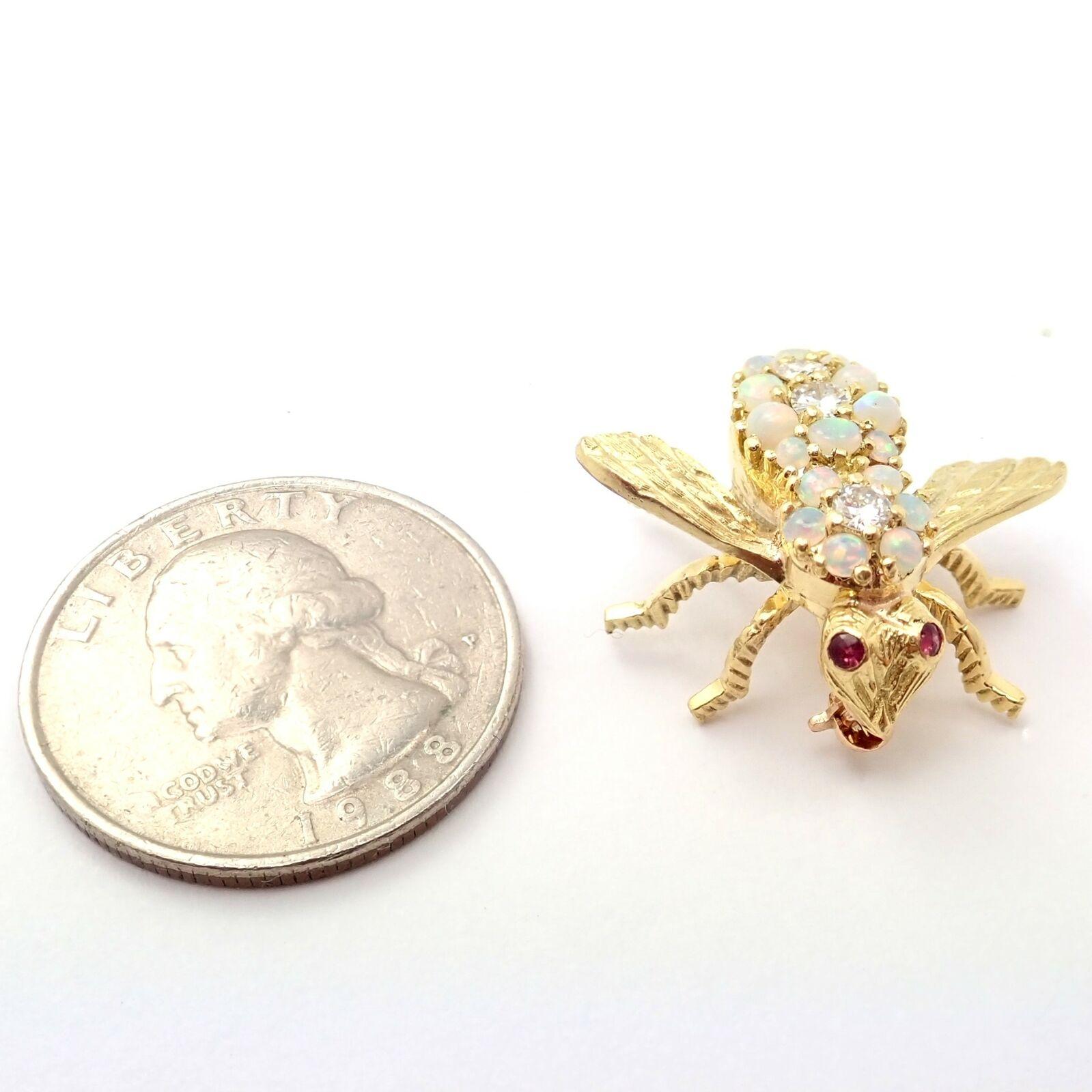 Herbert Rosenthal HR Diamond Opal Bee Yellow Gold Pin Brooch 4