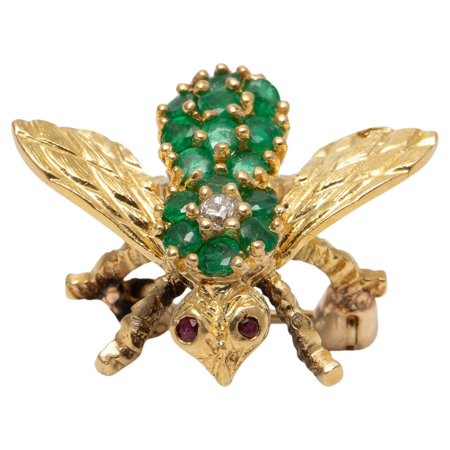 Herbert Rosenthal Iconic Gold and Gem set Bee Brooch For Sale at 1stDibs